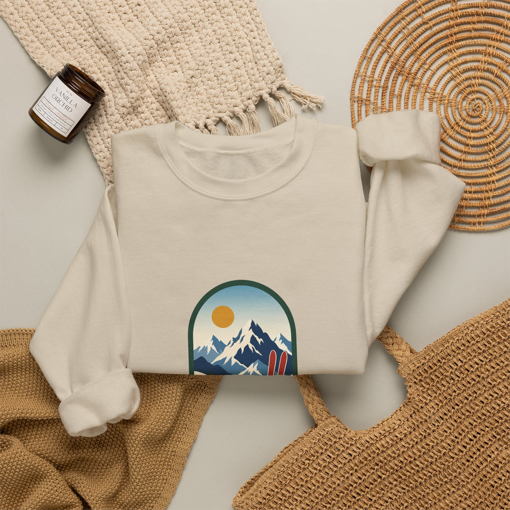 Skipping the Slopes Retro Ski Lodge Sweatshirt, Apres Ski Winter Crewneck