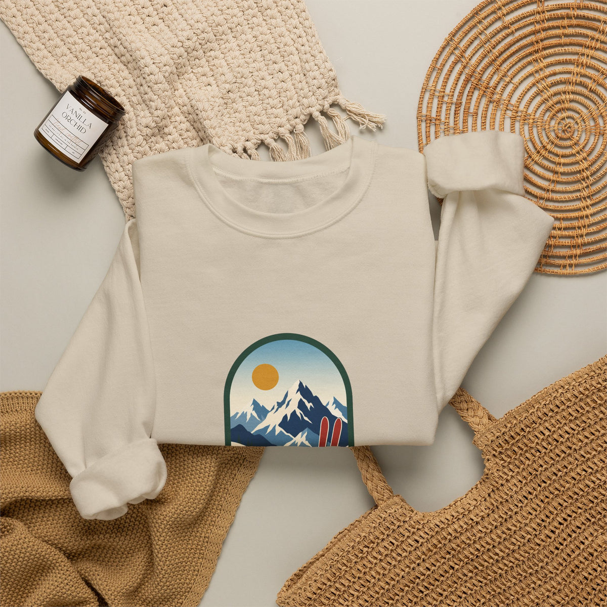 Skipping the Slopes Retro Ski Lodge Sweatshirt, Apres Ski Winter Crewneck