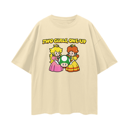 Funny Vintage/Y2K Two Girls One Up Oversized T Shirt