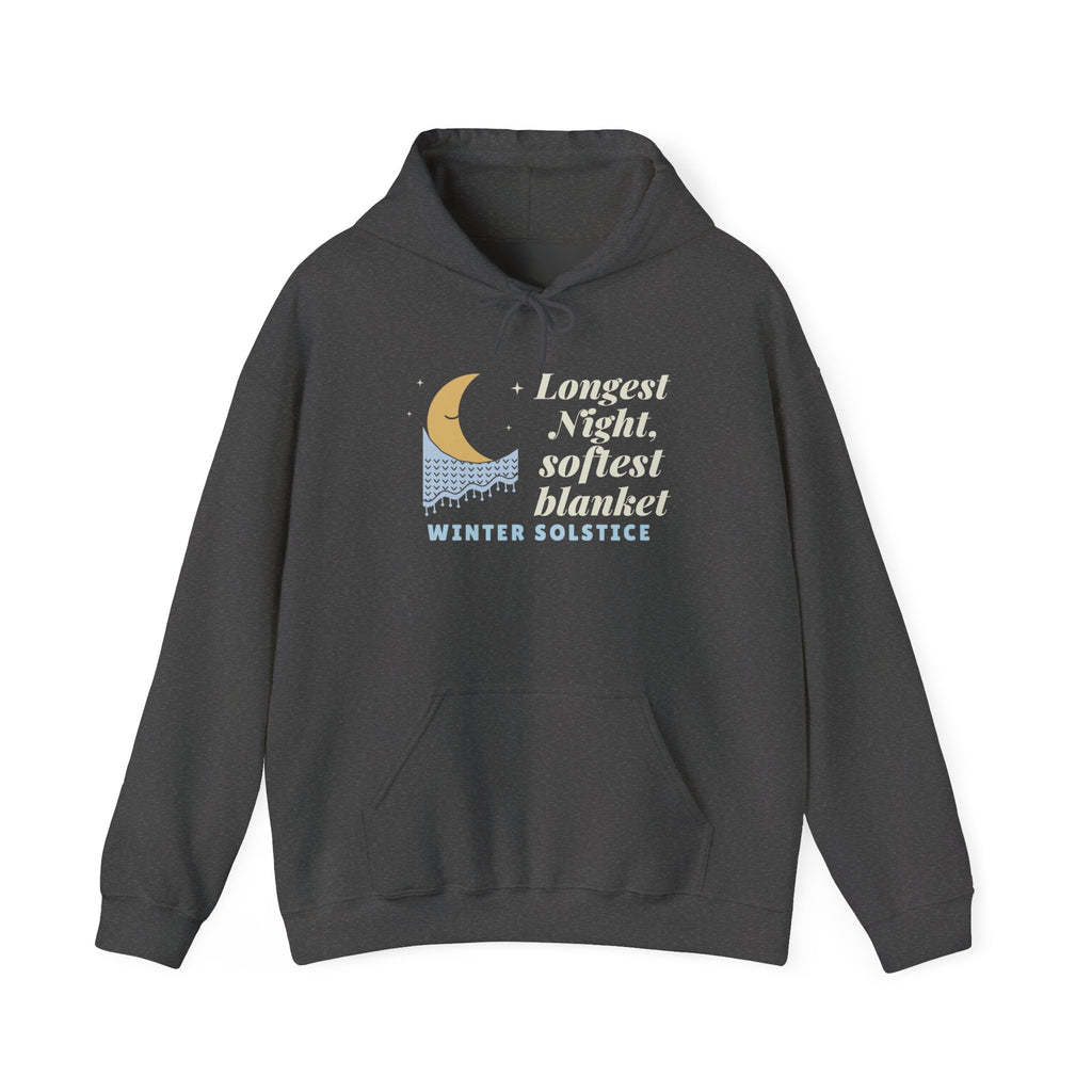 Longest Night Softest Blanket Hoodie, Winter Solstice Crescent Moon Sweatshirt