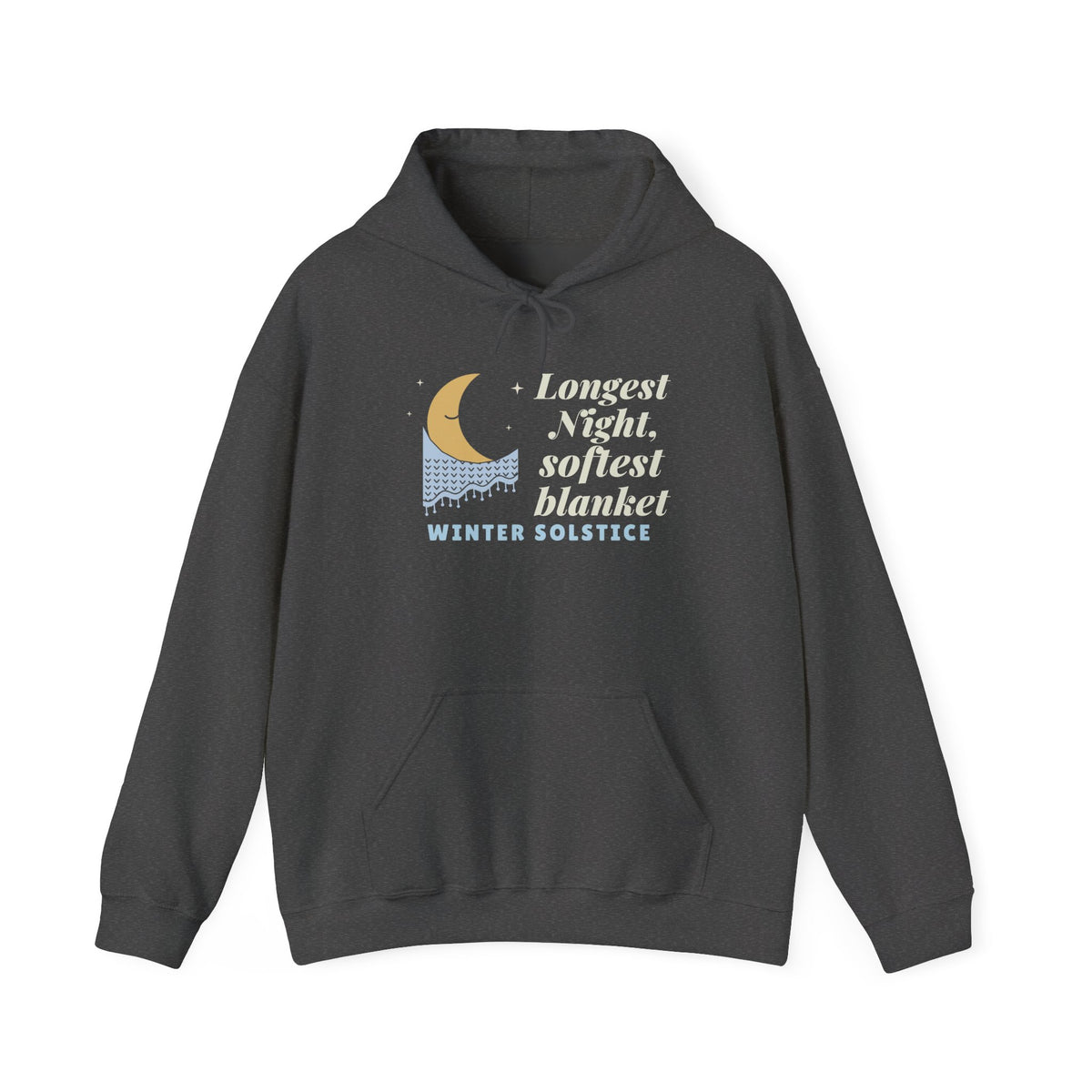 Longest Night Softest Blanket Hoodie, Winter Solstice Crescent Moon Sweatshirt