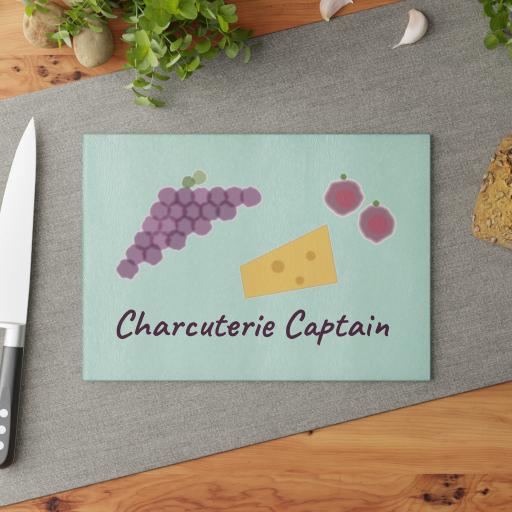 Charcuterie Captain Watercolor Glass Cutting Board