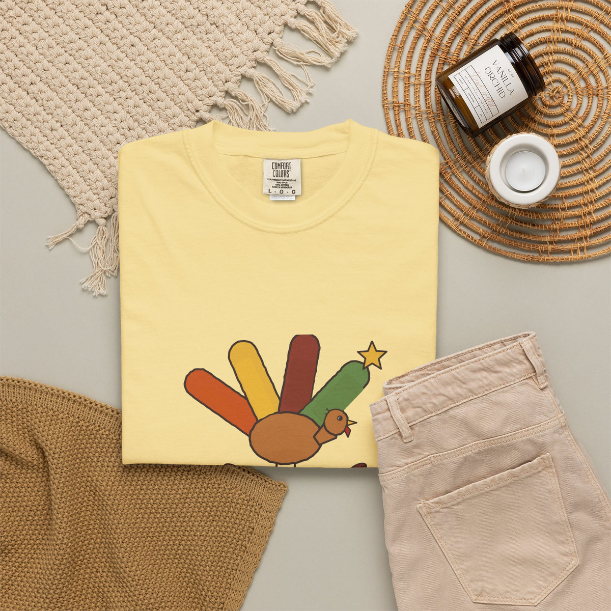 Promoted From the Kids Table Shirt, Funny Thanksgiving Hand Turkey Garment-Dyed Tee