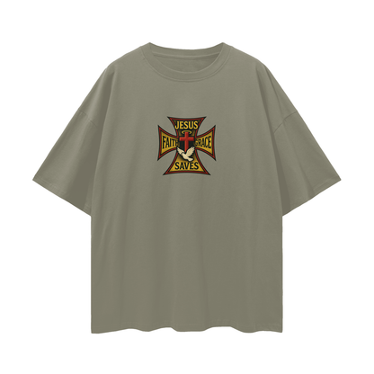 Religious Jesus Saves West Coast Choppers Like Graphic Oversized T Shirt