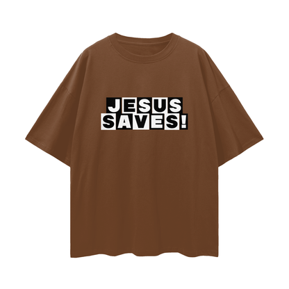 Religious Jesus Saves Cartoon Network Like Graphic Oversized T Shirt