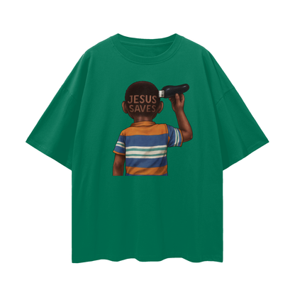 Vintage/Y2K Religious Jesus Saves Oversized T Shirt