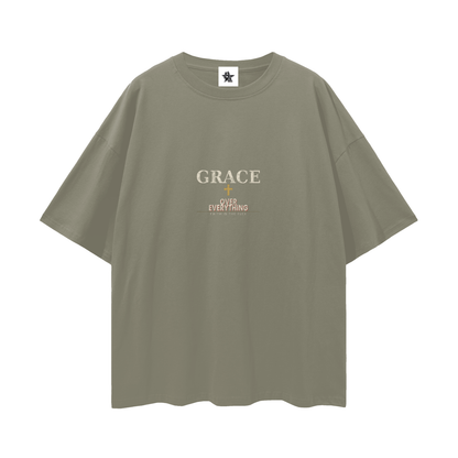 Grace Over Everything Oversized T-Shirt | Christian Streetwear Graphic