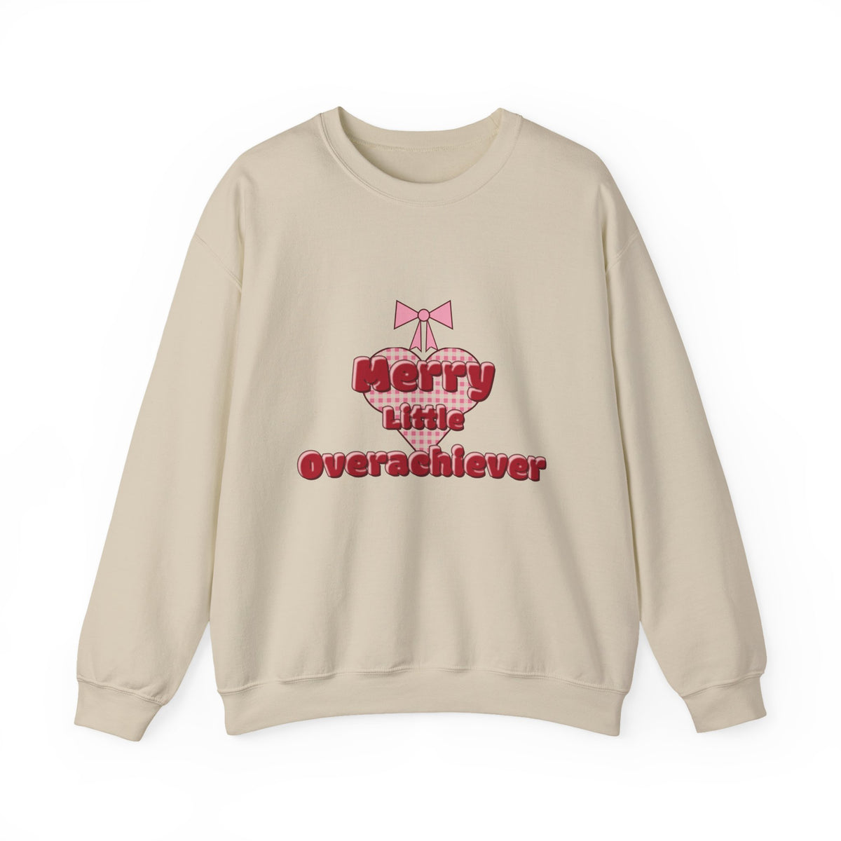 Merry Little Overachiever Puff Print Bow Gingham Christmas Sweatshirt