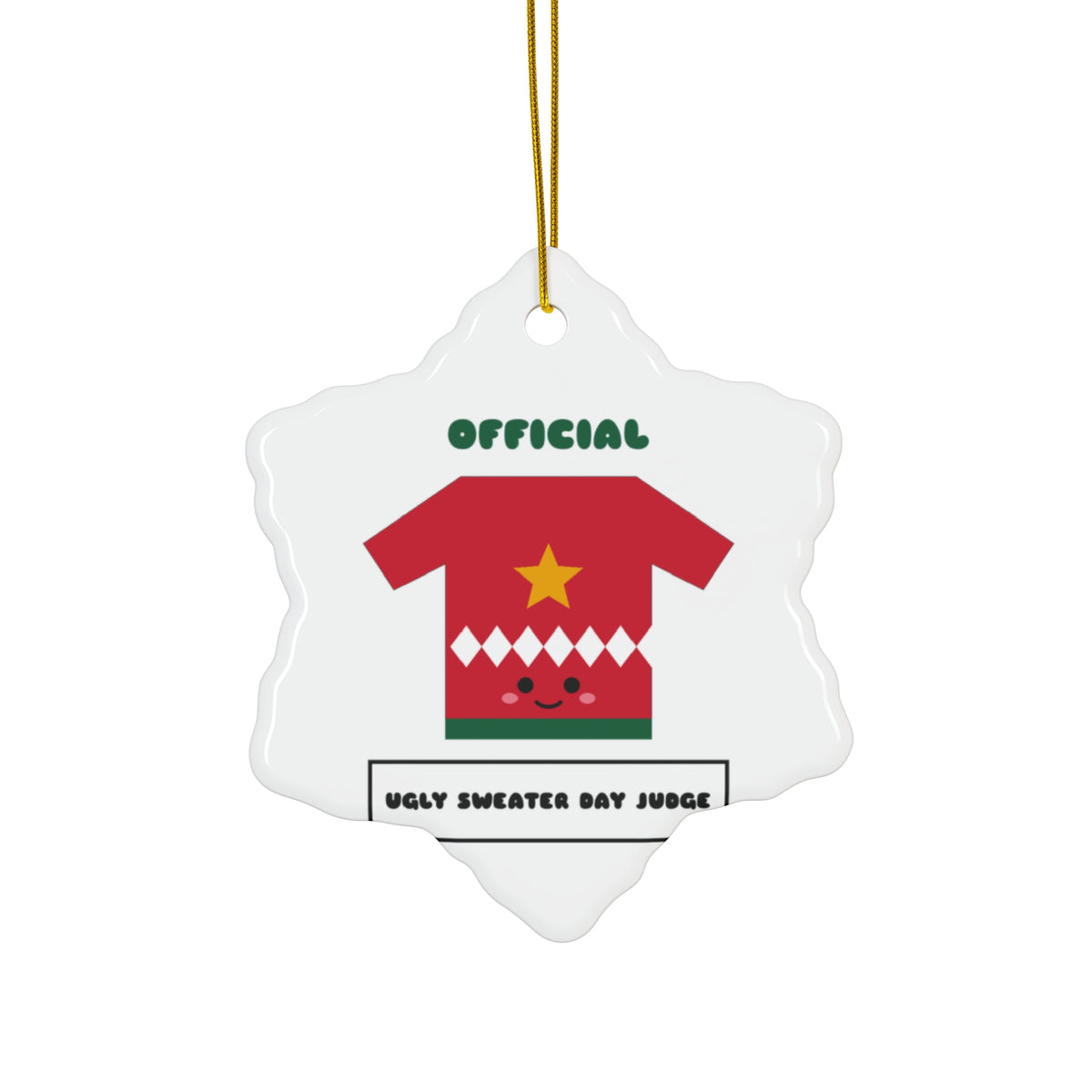 Official Ugly Sweater Day Judge Kawaii Christmas Ornament Gift for Her