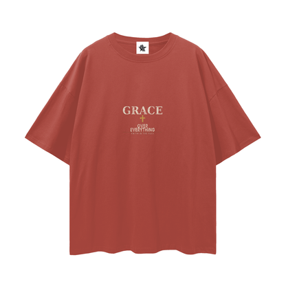 Grace Over Everything Oversized T-Shirt | Christian Streetwear Graphic