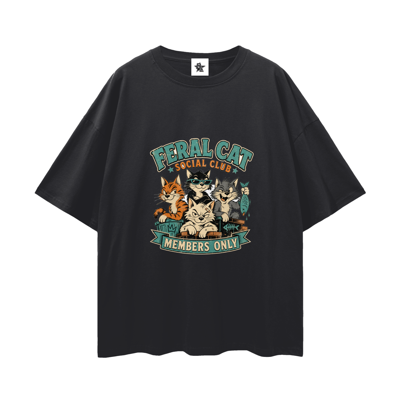 Feral Cat Social Club Tee - Members Only | Oversized Heavyweight Bootleg Graphic Tee