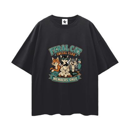 Feral Cat Social Club Tee - Members Only | Oversized Heavyweight Bootleg Graphic Tee