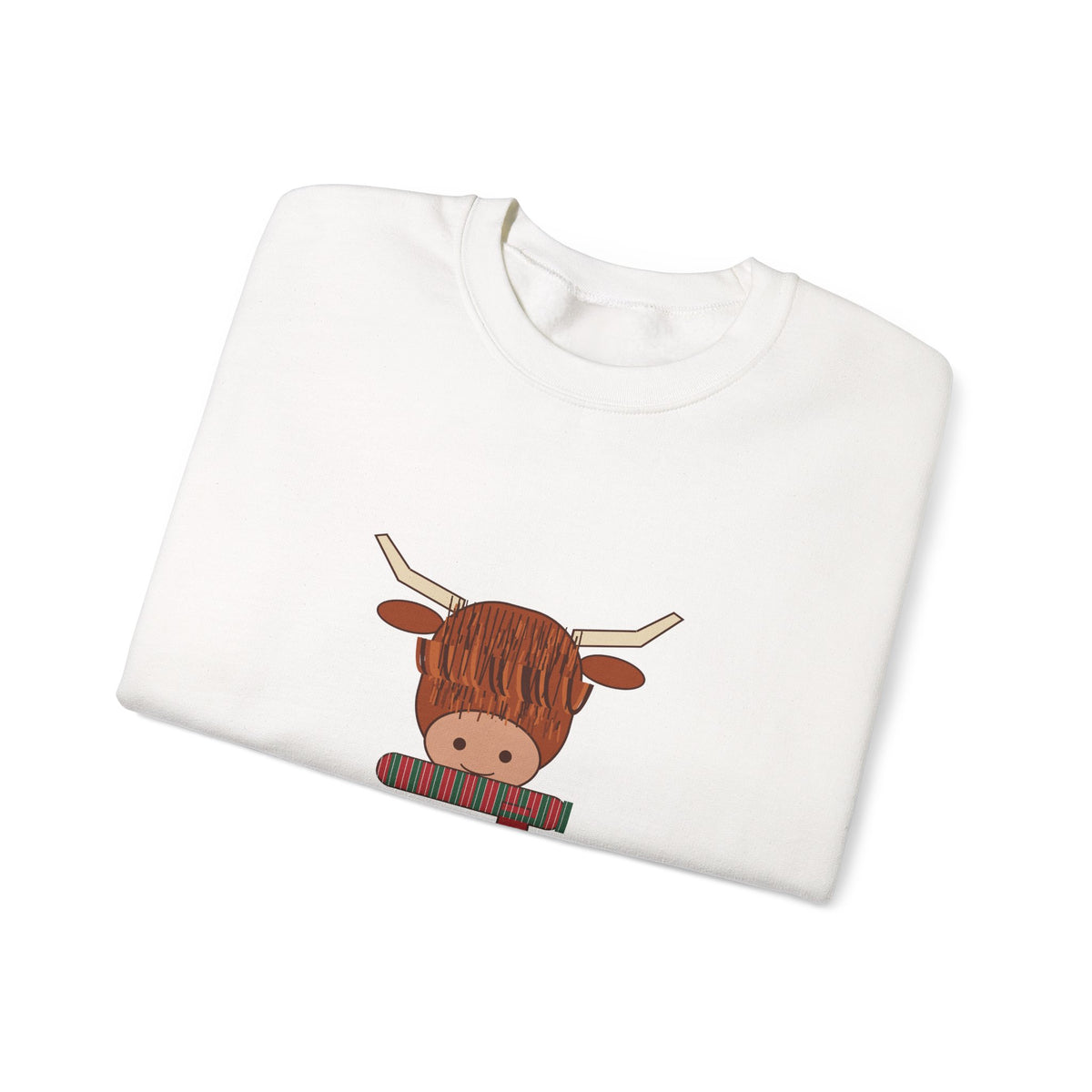 Hairy Christmas Highland Cow Scarf Sweatshirt