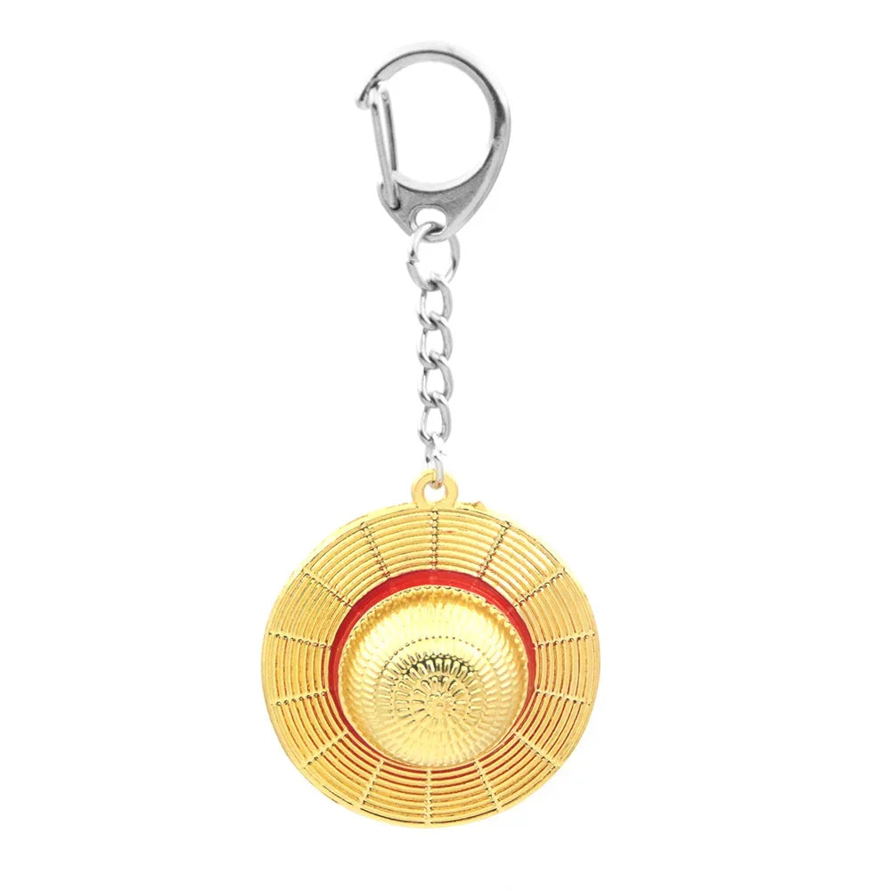 Hot  Classic Anime Cartoon Keychain Straw Hat Pendant Metal Key Chains for Fans Cosplay Keyrings Accessories