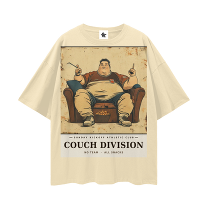 Sunday Kickoff Athletic Club Tee - Couch Division | Vintage Varsity Football Bootleg Oversized Tee
