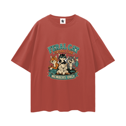 Feral Cat Social Club Tee - Members Only | Oversized Heavyweight Bootleg Graphic Tee