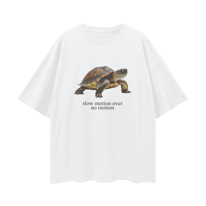 Funny Slow Motion Over No Motion Turtle Vintage Like Graphic Oversized T Shirt