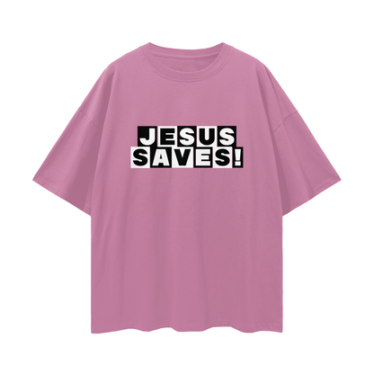 Religious Jesus Saves Cartoon Network Like Graphic Oversized T Shirt