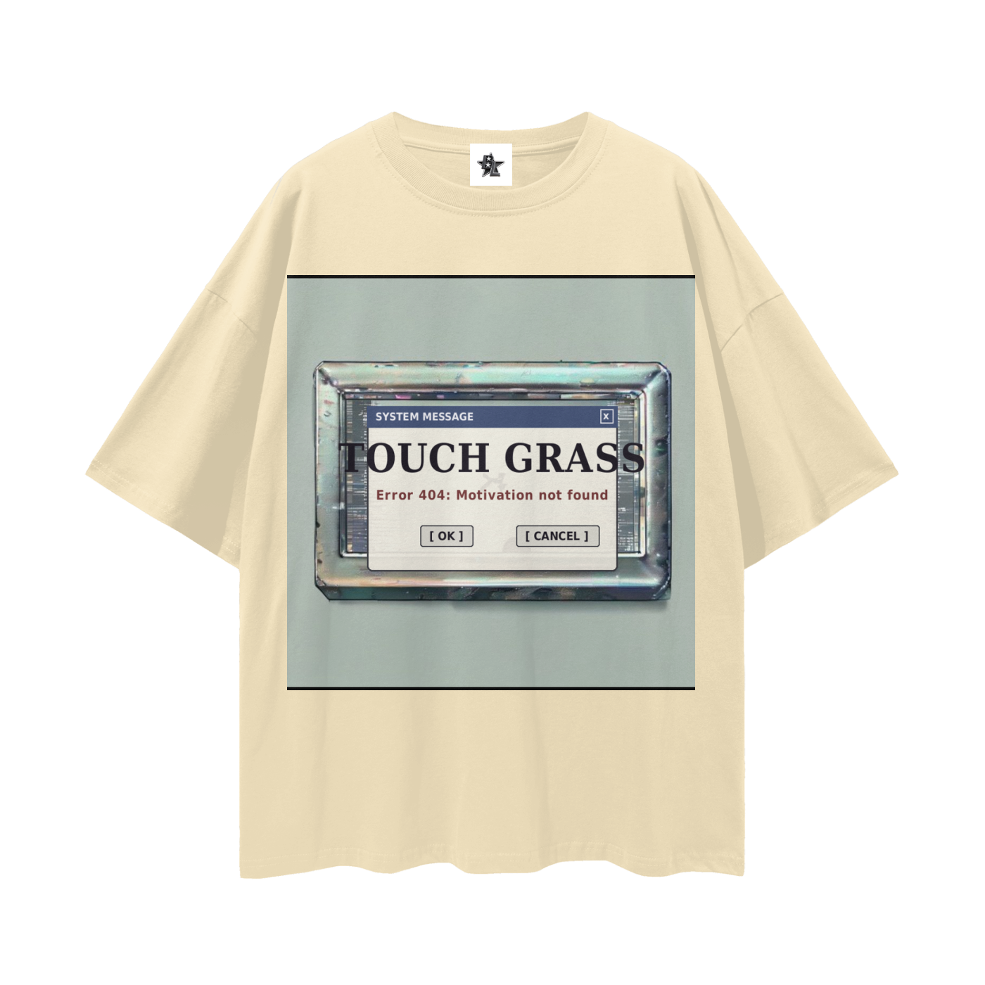 Touch Grass Error 404 Tee - Motivation Not Found | Y2K Early-Internet Oversized Graphic Tee