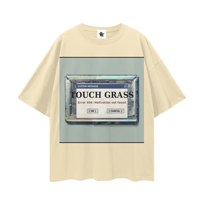 Touch Grass Error 404 Tee - Motivation Not Found | Y2K Early-Internet Oversized Graphic Tee