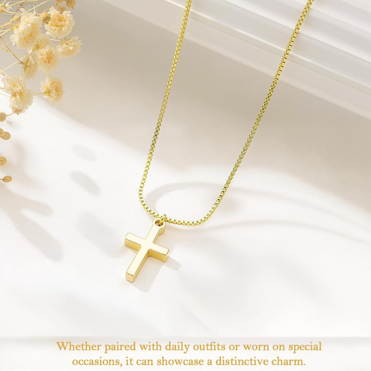 Cross Necklace for Women 14K Gold Plated Non Tarnish Jewelry Gifts | Cross Pendant Necklace Cute Simple Small Necklace Christian Baptism Religious Faith Jewelry Gifts