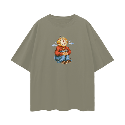Sitting Clock Man Like 90s Y2K Vintage Like Graphic Oversized T Shirt