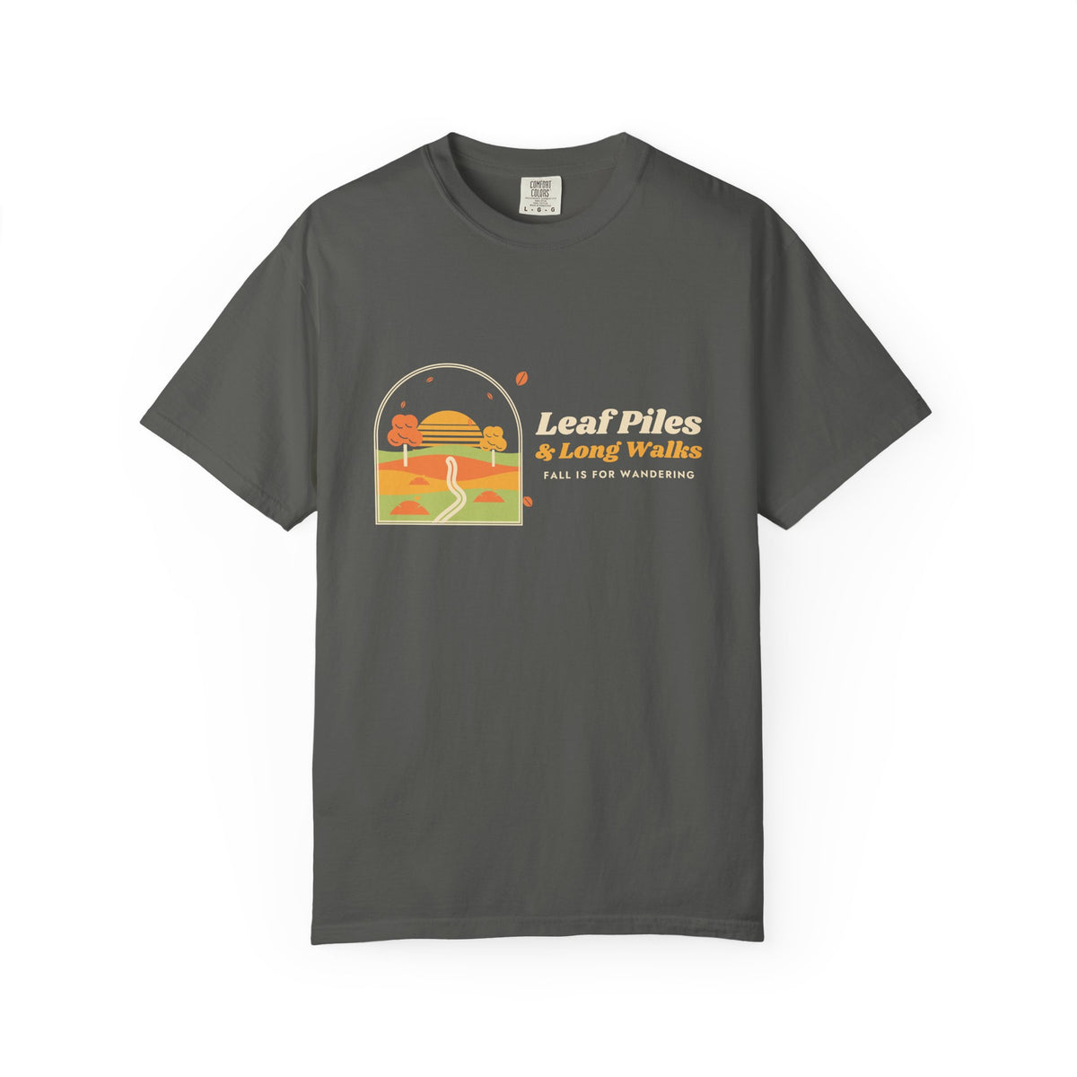 Fall Shirt for Women, Leaf Piles and Long Walks Retro Tee, 70s Autumn Shirt, Garment-Dyed Fall Tee