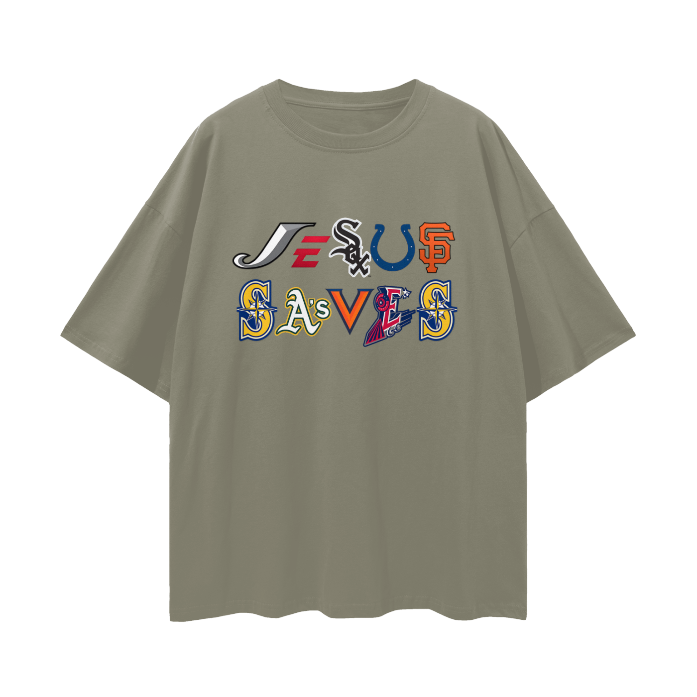 Religious Jesus Saves Sport Logos Like Graphic Oversized T Shirt