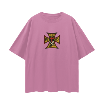 Religious Jesus Saves West Coast Choppers Like Graphic Oversized T Shirt