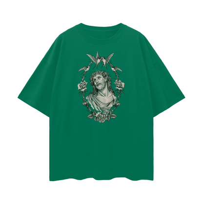 Vintage Like Jesus Roses Graphic Oversized T Shirt