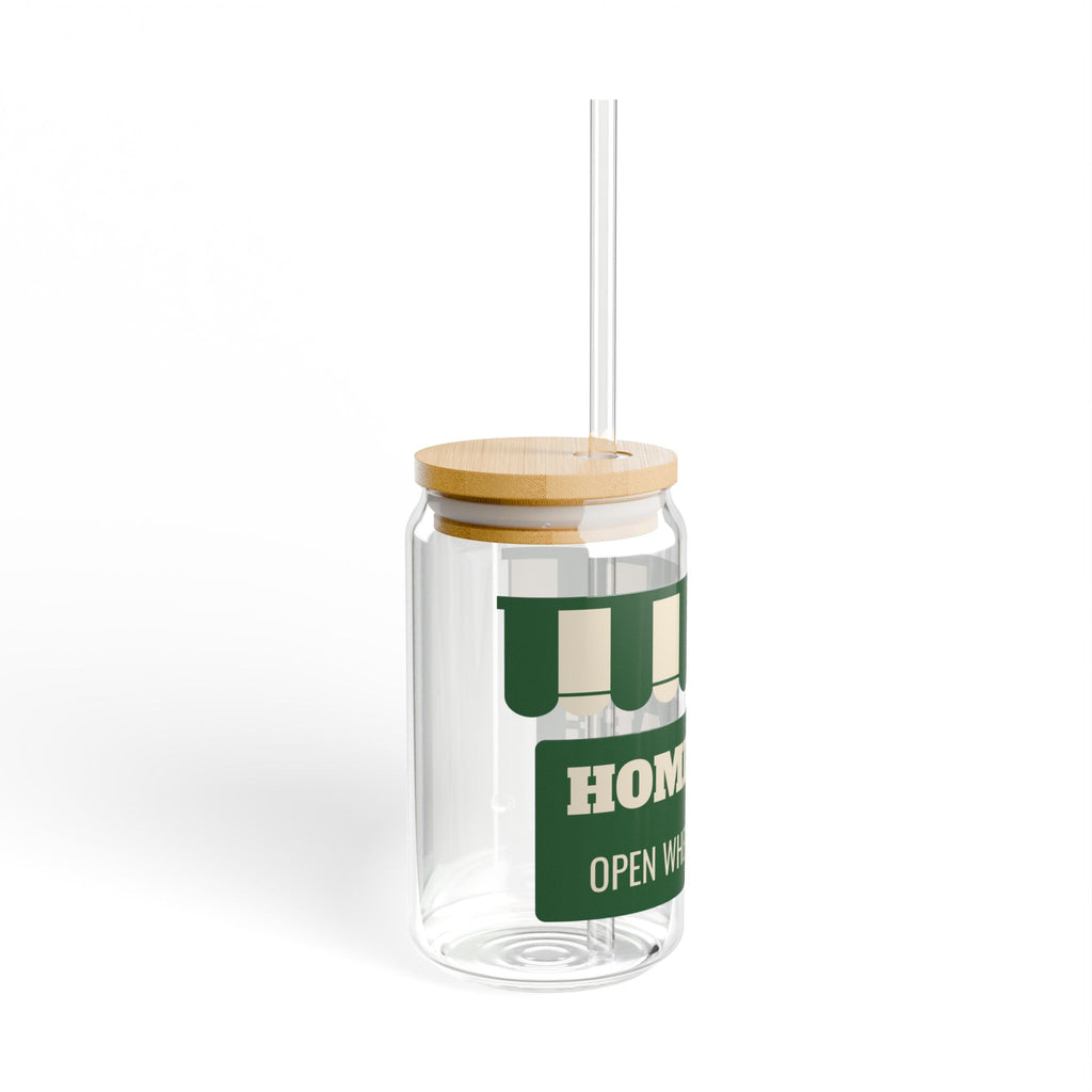 Home Cafe Open When I Wake Up Glass Can Tumbler