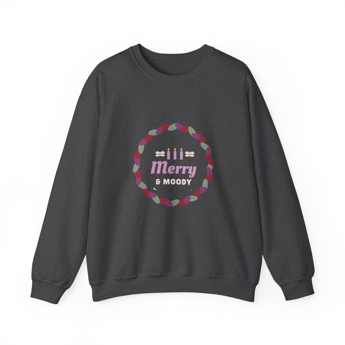 Dark Christmas Sweatshirt, Merry and Moody Crewneck, Moody Holiday Sweatshirt with Moths and Candles, Witchy Christmas Gift for Her