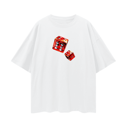 Vintage Like Dice Rolling Graphic Oversized T Shirt
