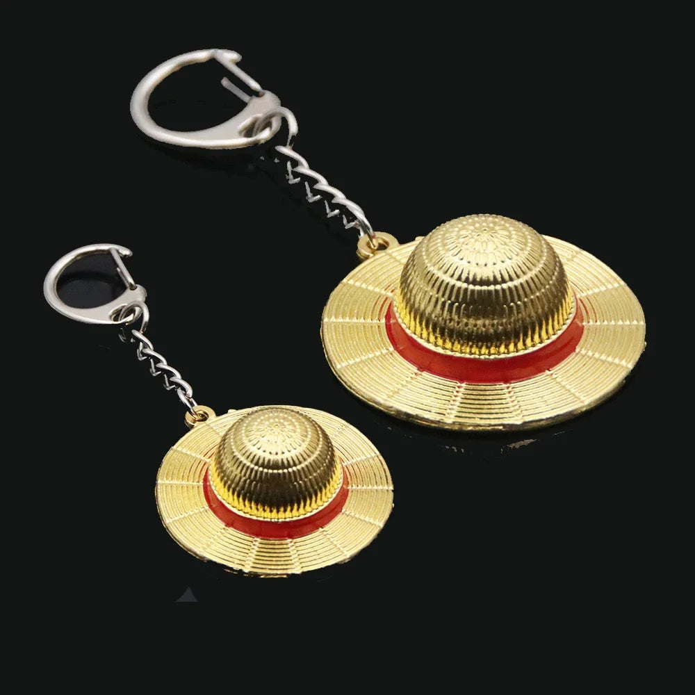 Hot  Classic Anime Cartoon Keychain Straw Hat Pendant Metal Key Chains for Fans Cosplay Keyrings Accessories
