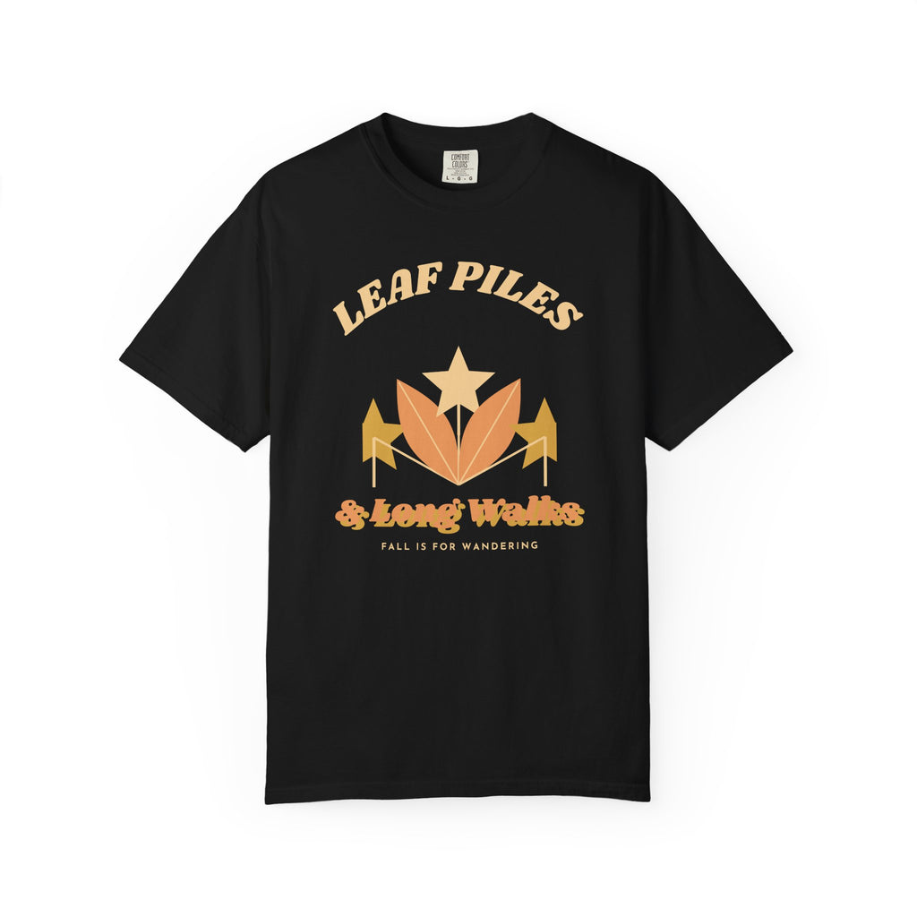 Fall Shirt for Women, Leaf Piles and Long Walks Retro Tee, 70s Autumn Shirt, Comfort Colors Fall Tee