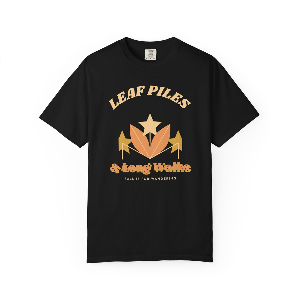 Fall Shirt for Women, Leaf Piles and Long Walks Retro Tee, 70s Autumn Shirt, Comfort Colors Fall Tee