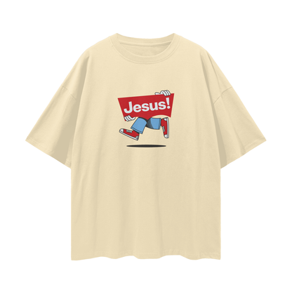 Religious Jesus Vintage Levi's Logo Like Graphic Oversized T Shirt