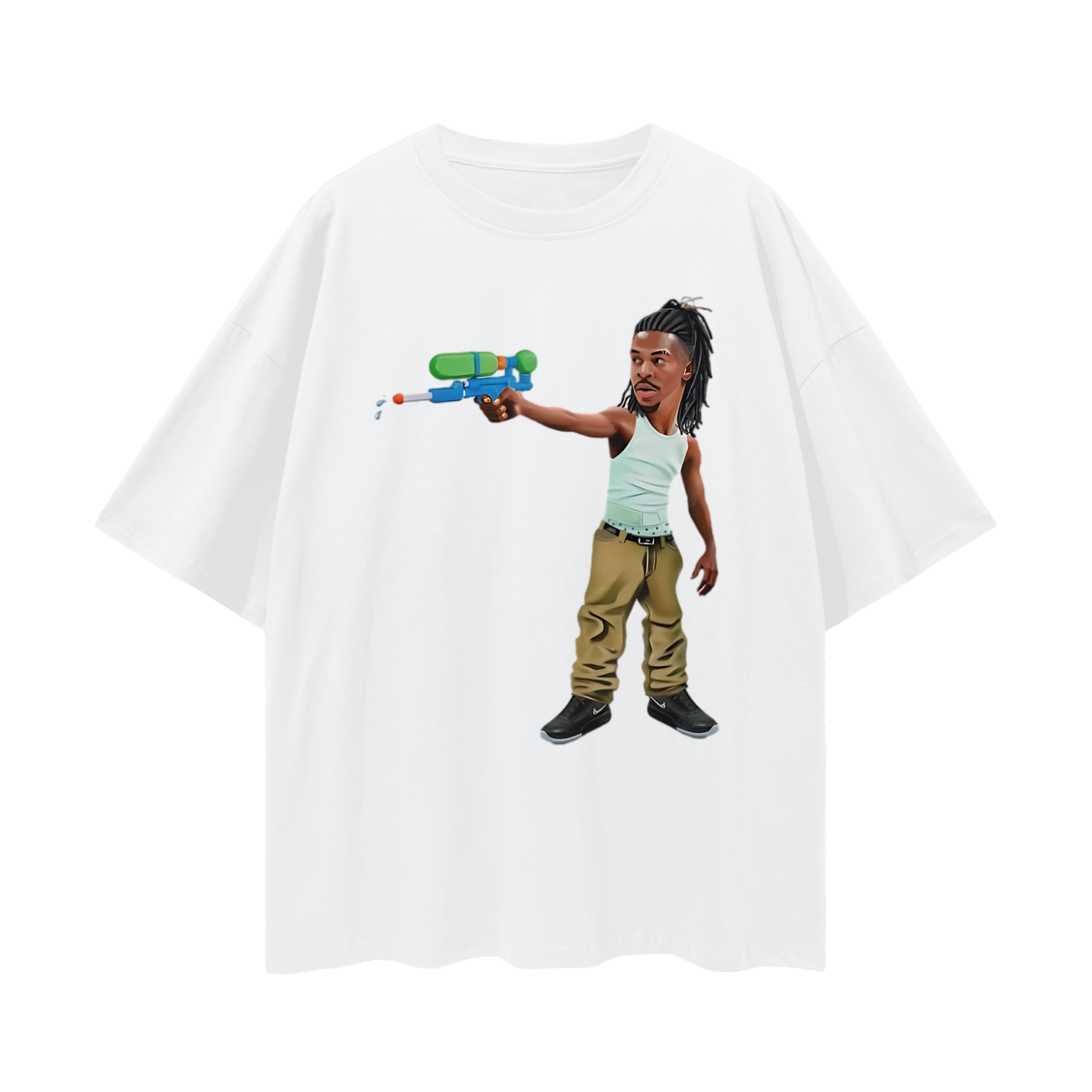 Vintage Like Ja Mourant Water Gun Y2K Graphic Oversized T Shirt