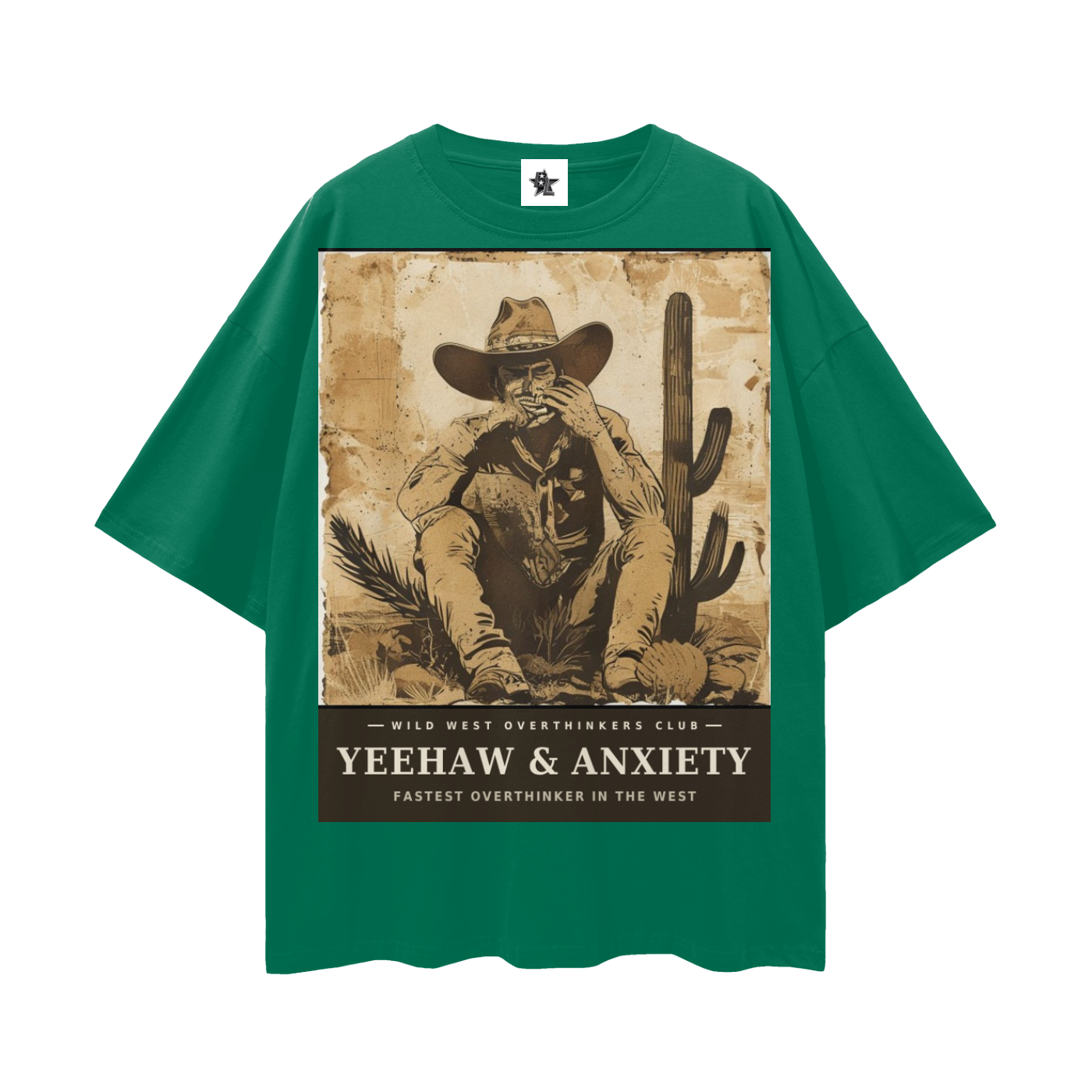 Wild West Overthinkers Club Tee - Yeehaw & Anxiety | Vintage Western Bootleg Oversized Graphic Tee