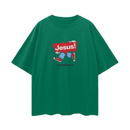 Religious Jesus Vintage Levi's Logo Like Graphic Oversized T Shirt