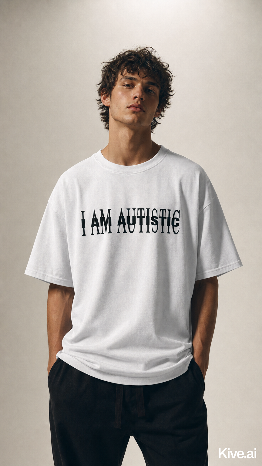 I Am Autistic statement tee on model