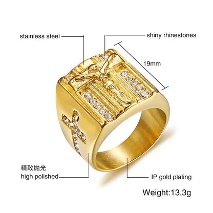 Jesus Cross Chunky Ring