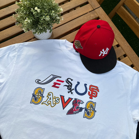 Religious Jesus Saves Sport Logos Like Graphic Oversized T Shirt