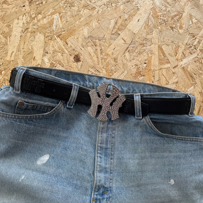 New York Rhinestone Belt Buckle — Iced-Out Snap-On Buckle