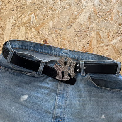 New York Rhinestone Belt Buckle — Iced-Out Snap-On Buckle