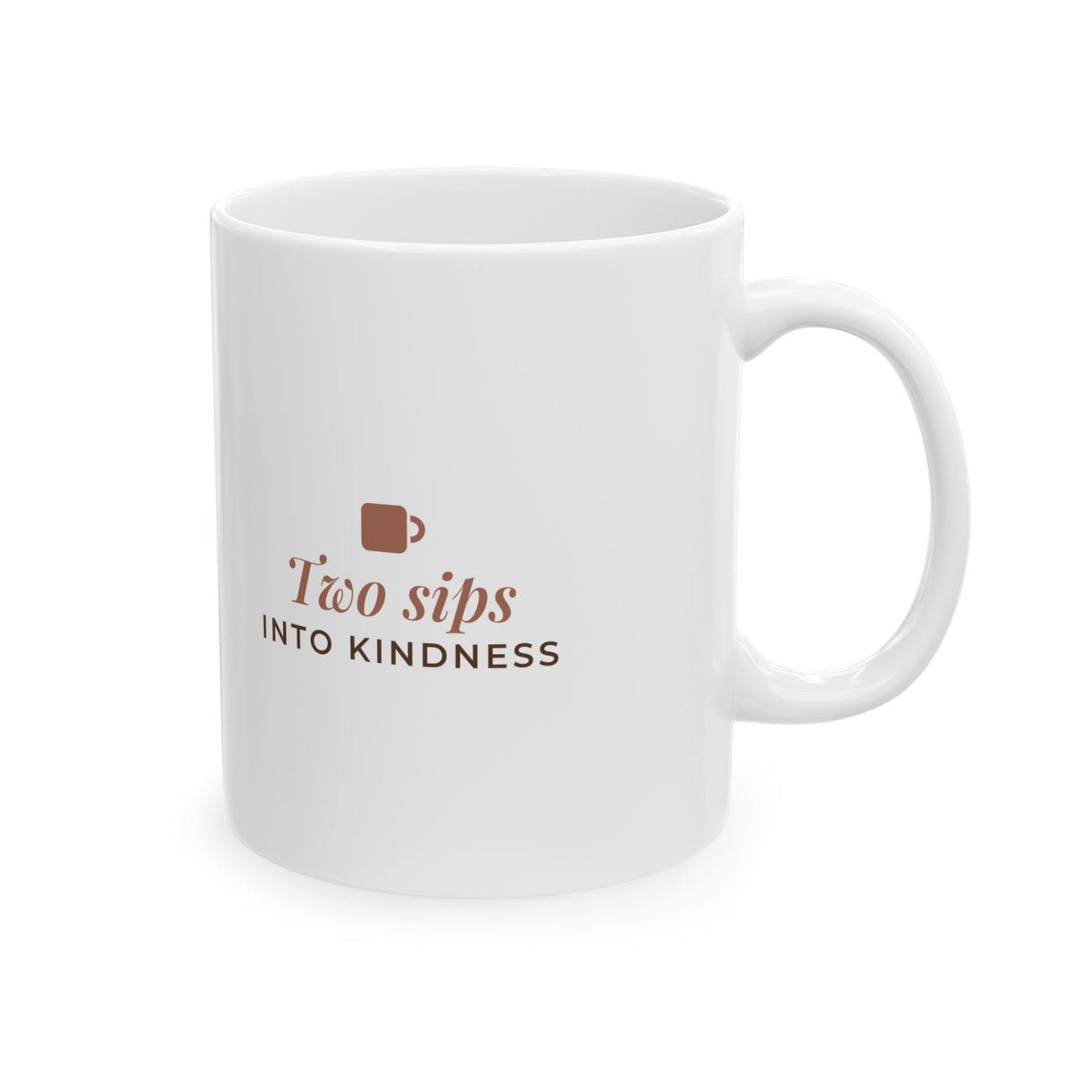 Two Sips Into Kindness mug, right view