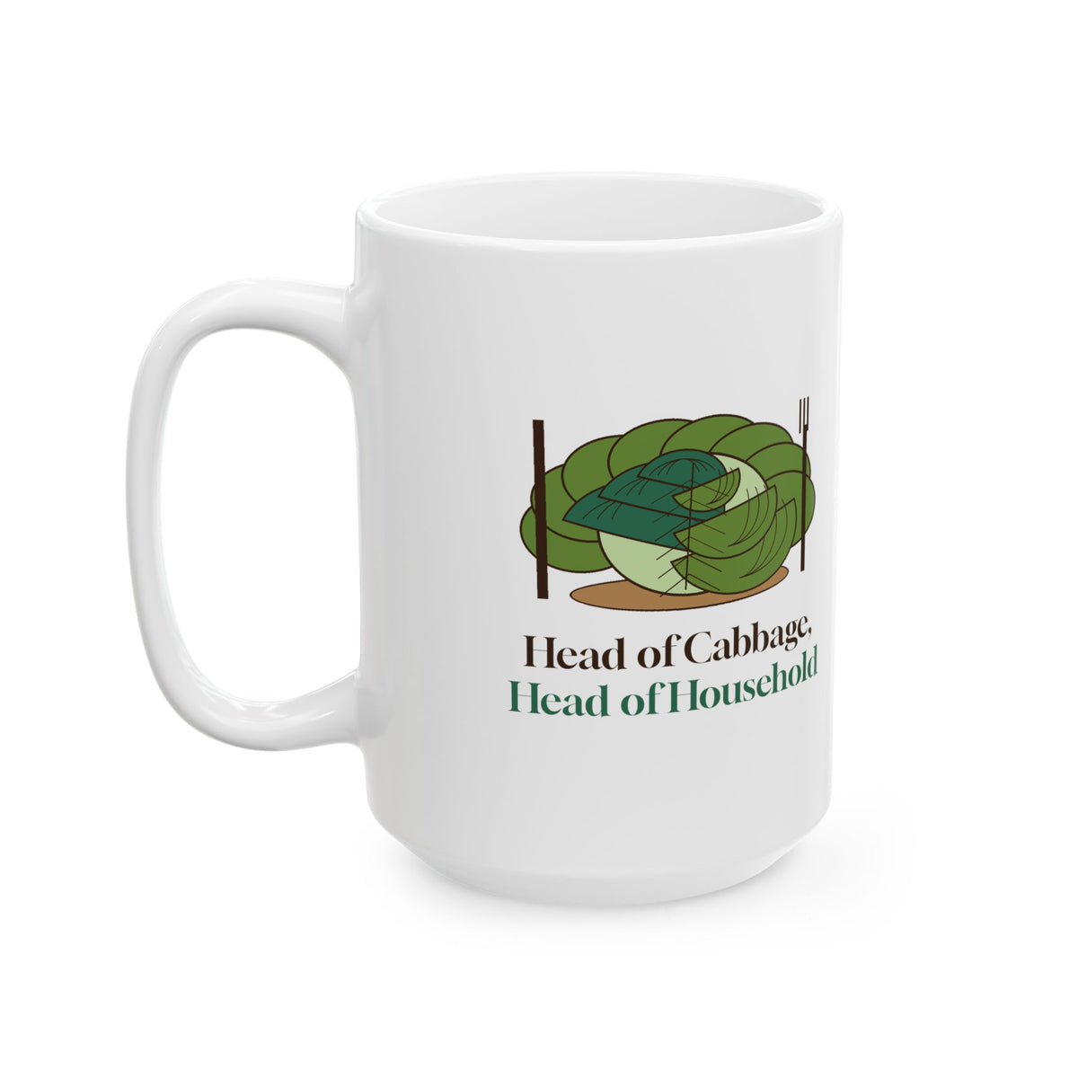 Head of Cabbage mug, 15oz left view