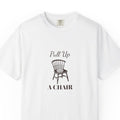 Pull Up a Chair Thanksgiving tee - hero white chest
