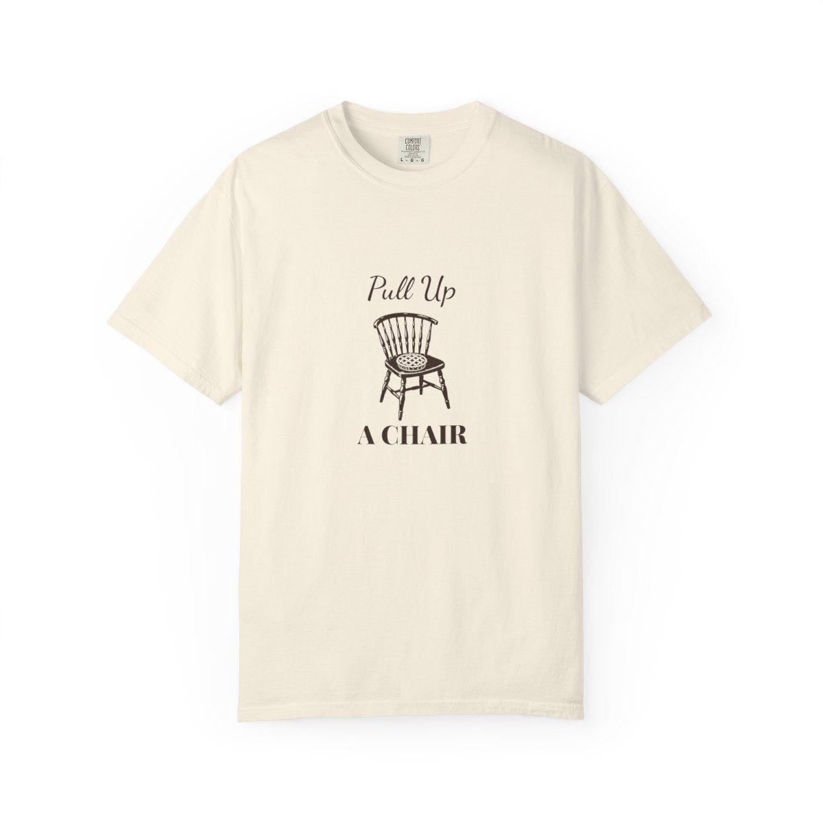 Pull Up a Chair Thanksgiving tee - studio front Ivory