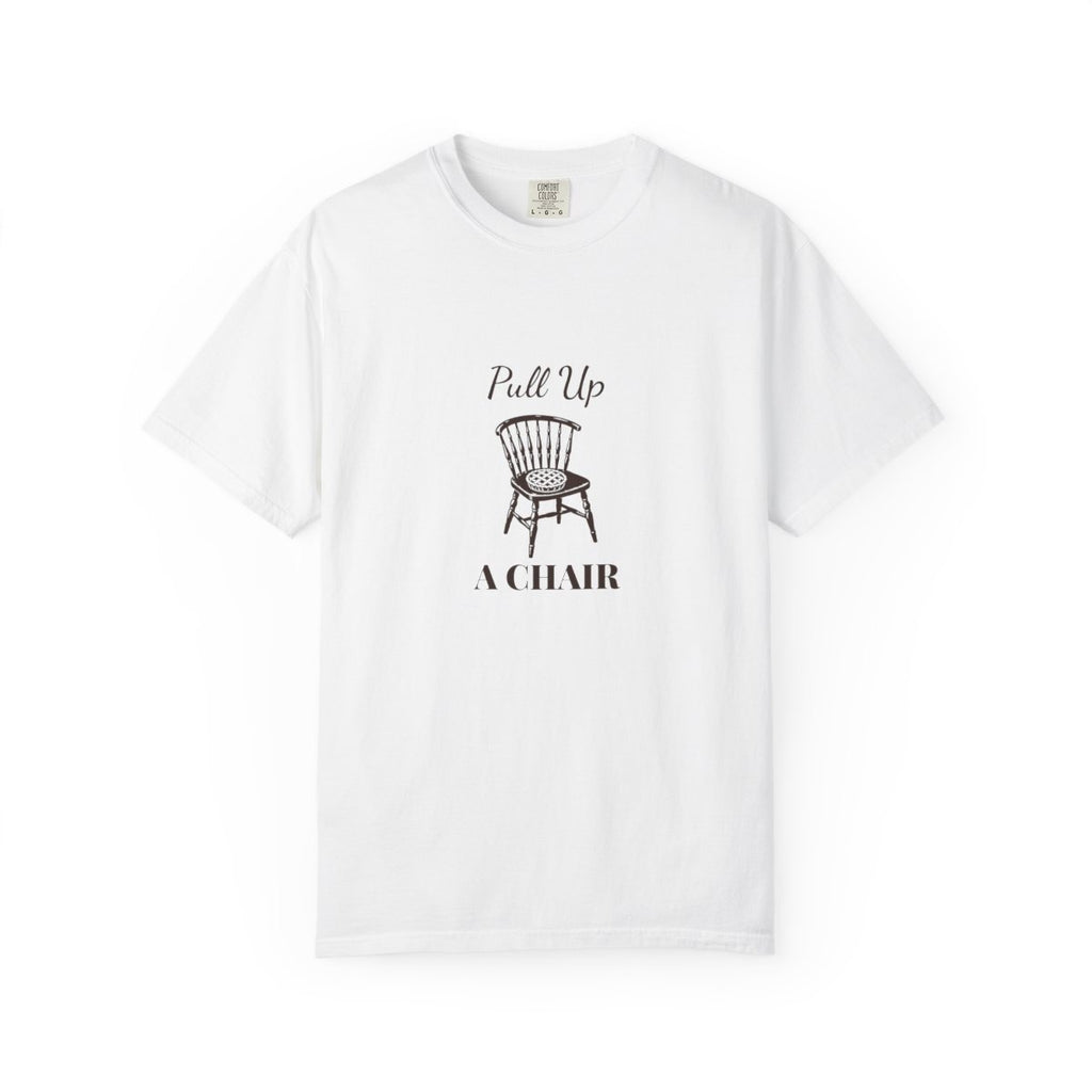 Pull Up a Chair Thanksgiving tee - studio front White full
